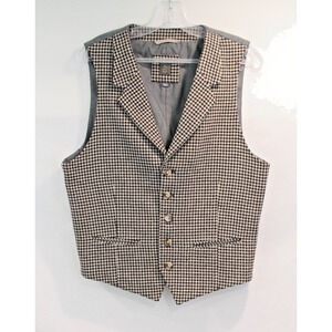Wallin & Bros Wool Vest Men's size M Black Ivory Houndstooth Pattern Button Up